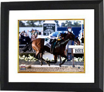 Victor Espinoza Autographed 11 x 14 Photograph 2015 Belmont Stakes American Pharoah Triple Crown Custom Framing - Steiner Holo-Powers Sports Memorabilia