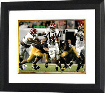 TJ Yeldon Autographed Alabama Crimson Tide 8 x 10 Photograph Custom Framing #4 (horizontal run vs Notre Dame)-Powers Sports Memorabilia