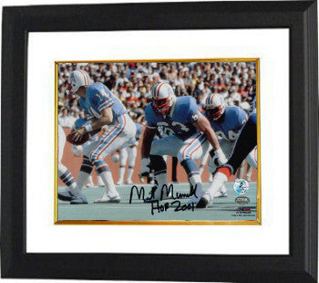 Mike Munchak Autographed Houston Oilers 8 x 10 Photograph HOF 2001 (horizontal blue jersey)- Munchak Hologram-Powers Sports Memorabilia