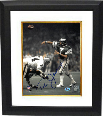 Ron Jaworski Autographed Philadelphia Eagles 8 x 10 Photograph Custom Framing #7 (passing vs Raiders)-Powers Sports Memorabilia