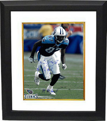 Kevin Dyson Autographed Tennessee Titans Action 16 x 20 Photograph Custom Framing with triple Music City Miracle, 01/08/00 & 1999 AFC Champs!!-Powers Sports Memorabilia