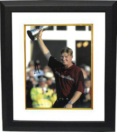 Ernie Els Autographed PGA 11 x 14 Photograph Custom Framing (with Trophy at 2002 Open Championship) - JSA HOLOGRAM-Powers Sports Memorabilia