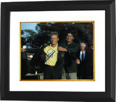Bernhard Langer Autographed PGA 11 x 14 Photograph Custom Framing- JSA Holo (93 Augusta National Masters Champ green jacket with Fred Couples)-Powers Sports Memorabilia