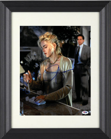 Sharon Stone Autographed Basic Instinct 11 x 14 Photograph Custom Framing Ice Pick- PSA ITP Hologram (entertainment/movie memorabilia)-Powers Sports Memorabilia