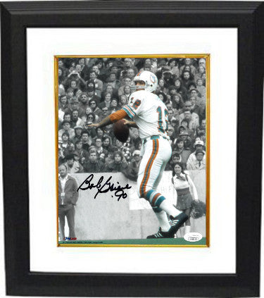 Bob Griese Autographed Miami Dolphins Spotlight 8 x 10 Photograph '90 Custom Framing- JSA Hologram (Hall of Fame)-Powers Sports Memorabilia