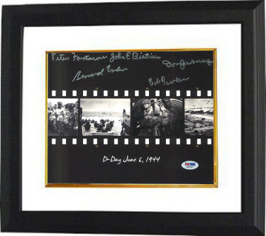 D-Day Veterans 8 x 10 Film Strip Photograph Custom Framing PSA 5 Autographed -6/6/44-Bob Bearden/John Bistrica/Don Jakeway/Fantacone/Nolan-Powers Sports Memorabilia