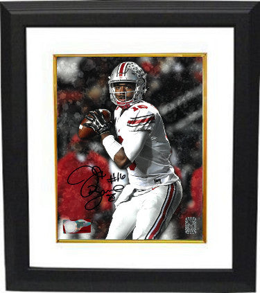 JT Barrett Autographed Ohio State Buckeyes 8 x 10 Photograph Custom Framing #16- Barrett Authentic Hologram-Powers Sports Memorabilia