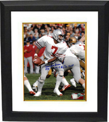 Cornelius Greene Autographed 1975 Ohio State Buckeyes 8 x 10 Photograph Custom Framing #7 OSU & Big Ten MVP (white jersey)-Powers Sports Memorabilia