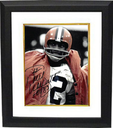 Paul Warfield Autographed Cleveland Browns NFL Vintage 8 x 10 Photograph Custom Framing #42 HOF 83 (close up)-Powers Sports Memorabilia