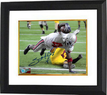 Santonio Holmes Autographed Ohio State Buckeyes 8 x 10 Photograph Custom Framing#4-Powers Sports Memorabilia