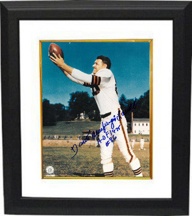 Dante Lavelli Autographed Cleveland Browns 8 x 10 Photograph Custom Framing dual Gluefingers/HOF 1975 (catch/side view)-Powers Sports Memorabilia