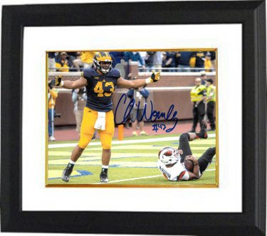Chris Wormley Autographed Michigan Wolverines 8 x 10 Photograph Custom Framing #43 (sack- horizontal)-Powers Sports Memorabilia