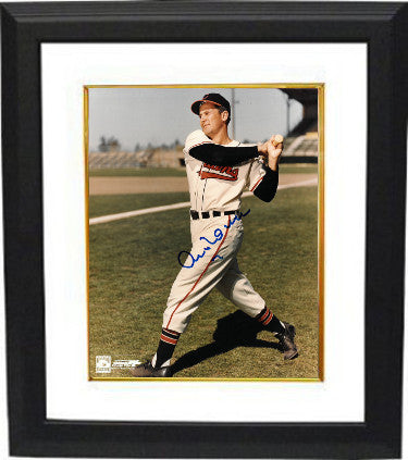 Al Rosen Autographed Cleveland Indians 8 x 10 Photograph Custom Framing #7 (swing)-Powers Sports Memorabilia