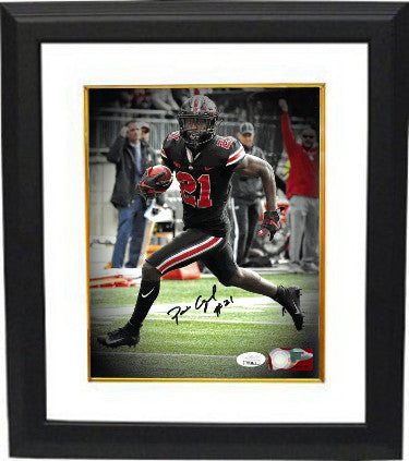 Parris Campbell Autographed Ohio State Buckeyes NCAA 8 x 10 Photograph Custom Framing #21- JSA (black jersey)-Powers Sports Memorabilia