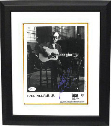 Hank Williams, Jr. Autographed Warner Bros/Capricorn Records B&W 8 x 10 Photograph Custom Framing- JSA #R51141-Powers Sports Memorabilia