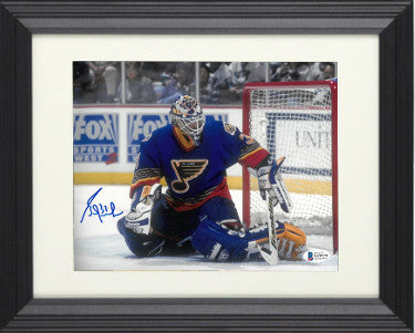 Grant Fuhr Autographed St. Louis Blues 8 x 10 Photograph Custom Framing #31- Beckett Witnessed-Powers Sports Memorabilia
