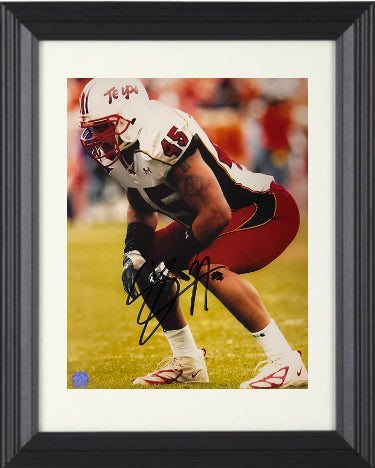 Shawne Merriman Autographed Maryland Terrapins 8 x 10 Photograph Custom Framing #45- AWM Hologram-Powers Sports Memorabilia