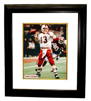 Gino Torretta Autographed Miami Hurricanes 8 x 10 Photograph 92 Custom Framing-Powers Sports Memorabilia