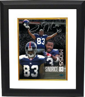 Sinorice Moss Autographed New York Giants 8 x 10 Photograph Collage Custom Framing- Moss Hologram-Powers Sports Memorabilia