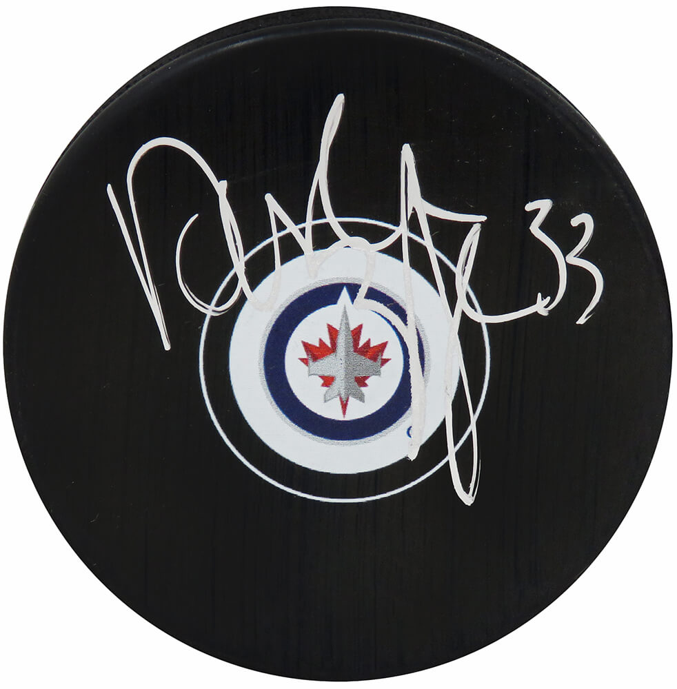Dustin Byfuglien Autographed Winnipeg Jets Logo Hockey Puck-Powers Sports Memorabilia