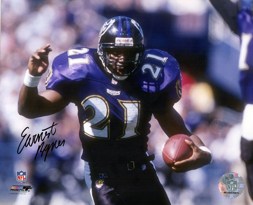 Earnest Byner Autographed Baltimore Ravens Purple Jersey Action 8x10 Photo-Powers Sports Memorabilia