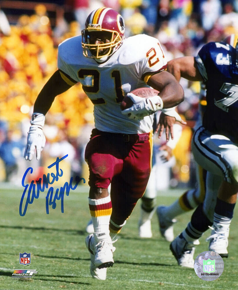 Earnest Byner Autographed Washington Football Team White Jersey Action 8x10 Photo-Powers Sports Memorabilia