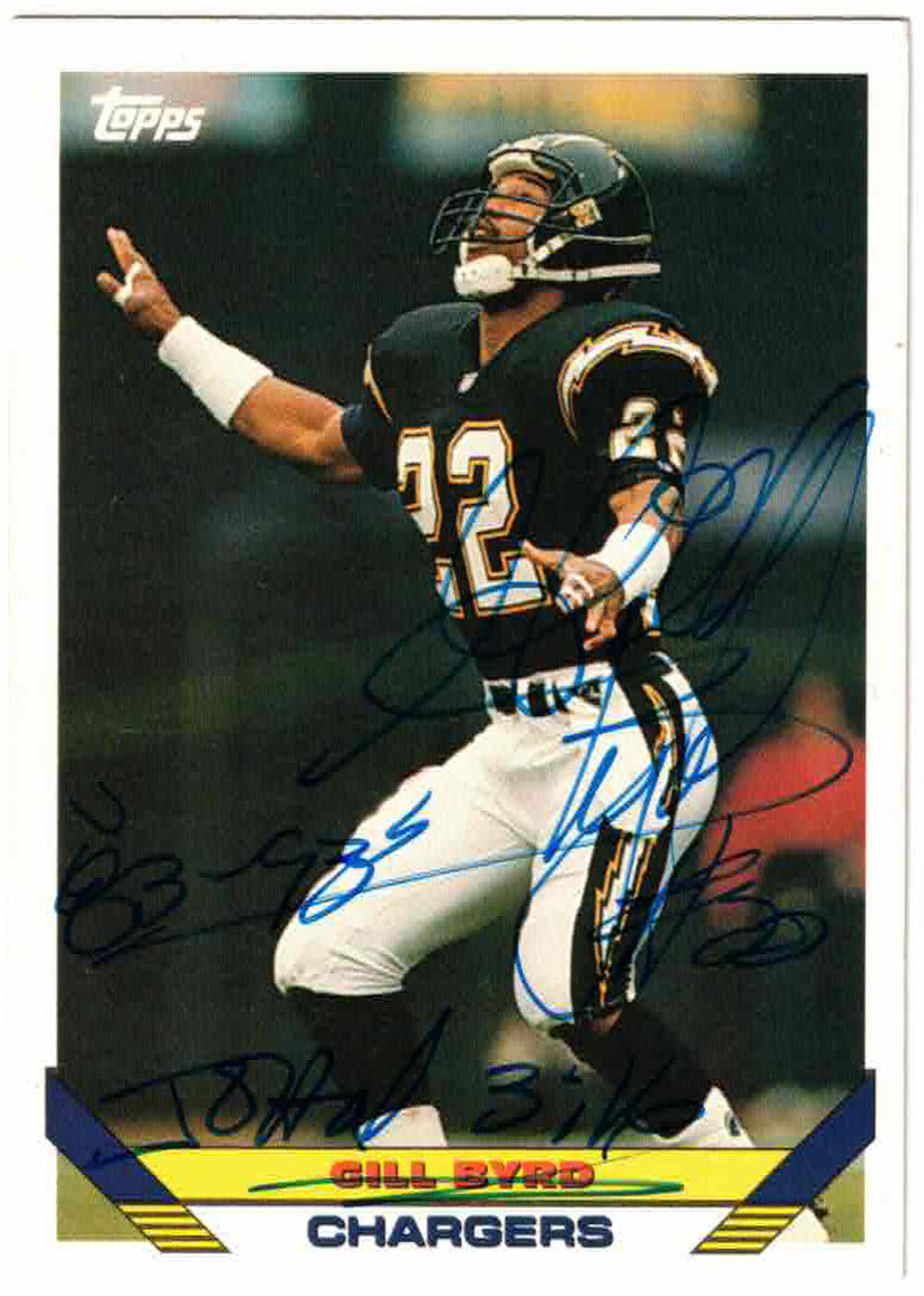 Gill Byrd San Diego Chargers Signed Card - 1993 Topps #598-Powers Sports Memorabilia