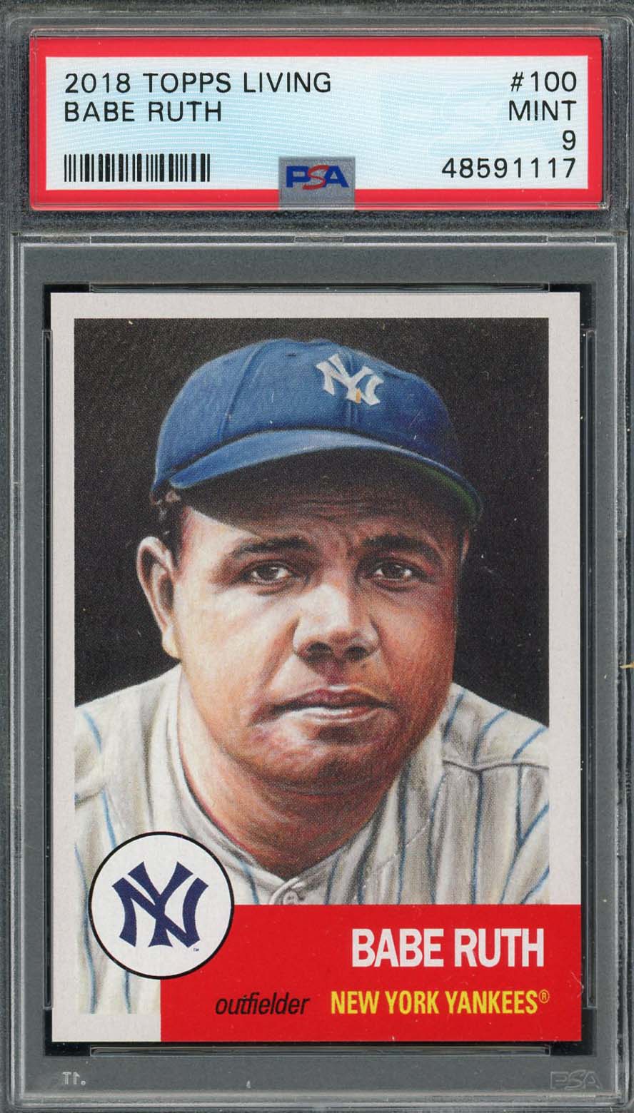Babe Ruth 2018 Topps Living Baseball Card #100 Graded PSA 9 MINT-Powers Sports Memorabilia