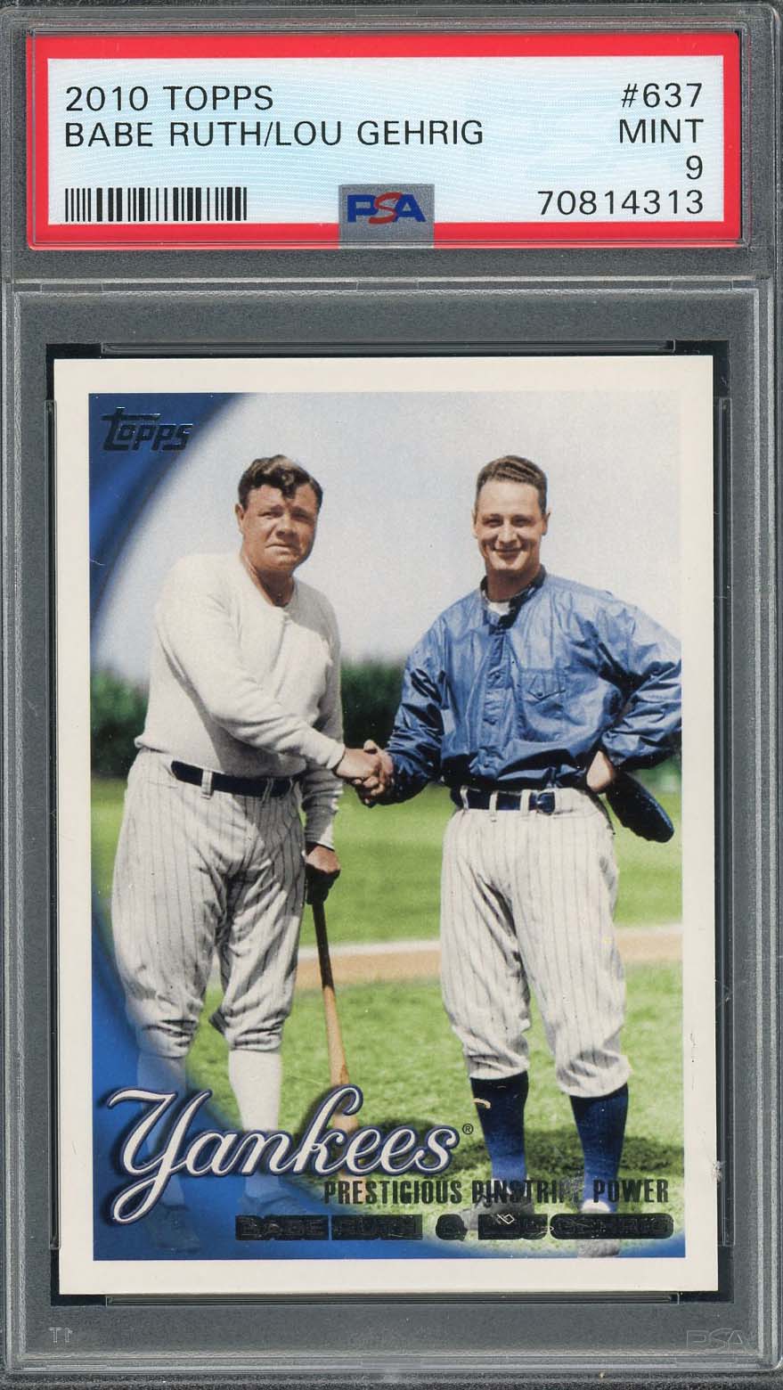 Babe Ruth Lou Gehrig 2010 Topps Baseball Card #637 Graded PSA 9-Powers Sports Memorabilia