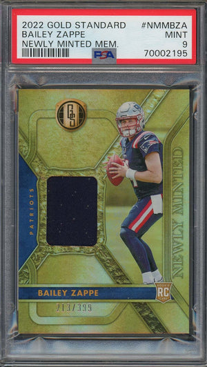 Bailey Zappe 2022 Panini Gold Standard Newly Minted Rookie Card PSA 9 #/399-Powers Sports Memorabilia