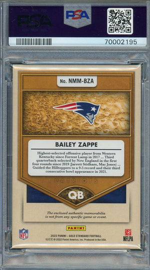 Bailey Zappe 2022 Panini Gold Standard Newly Minted Rookie Card PSA 9 #/399-Powers Sports Memorabilia