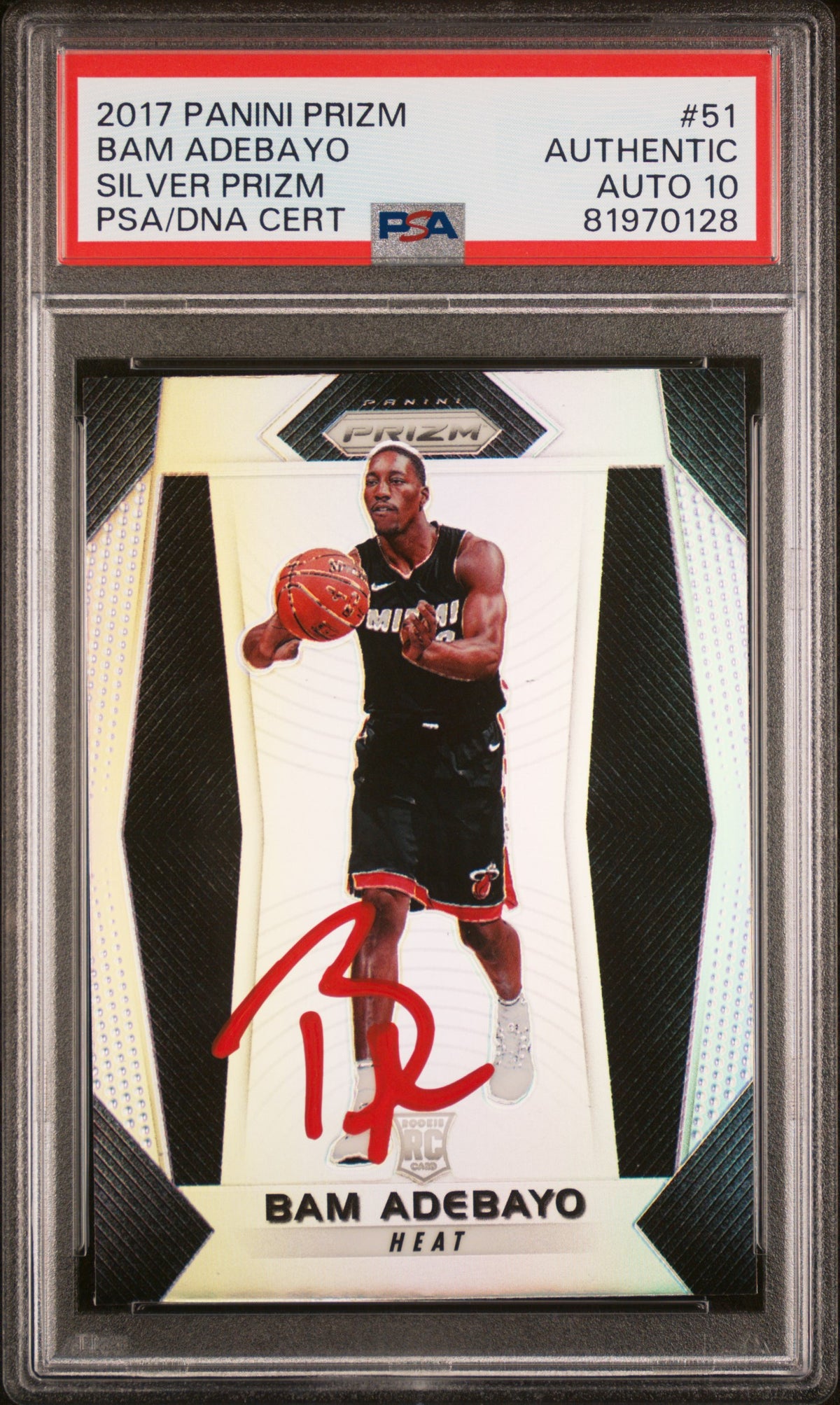 Bam Adebayo 2017 Panini Silver Prizm Signed Rookie Card #51 Auto PSA 10 81970128-Powers Sports Memorabilia
