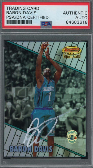Baron Davis Autographed 1999 Bowman’s Best Refractor Rookie Card #103 Auto PSA-Powers Sports Memorabilia
