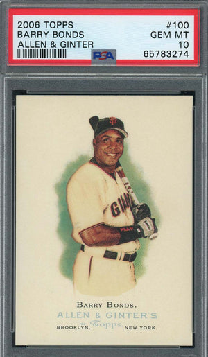 Barry Bonds 2006 Topps Allen & Ginter Baseball Card #100 Graded PSA 10-Powers Sports Memorabilia
