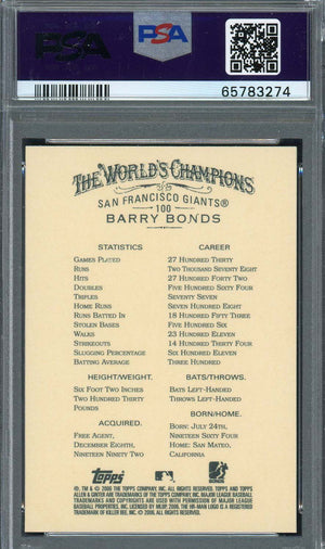Barry Bonds 2006 Topps Allen & Ginter Baseball Card #100 Graded PSA 10-Powers Sports Memorabilia