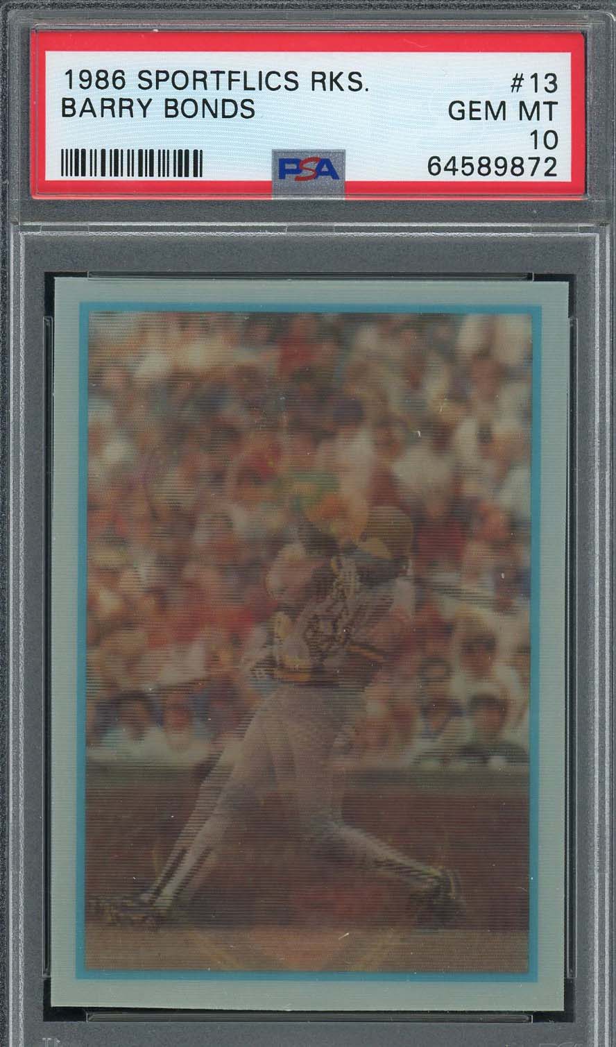 Barry Bonds 1986 Sportflics Baseball Rookie Card RC #13 Graded PSA 10-Powers Sports Memorabilia