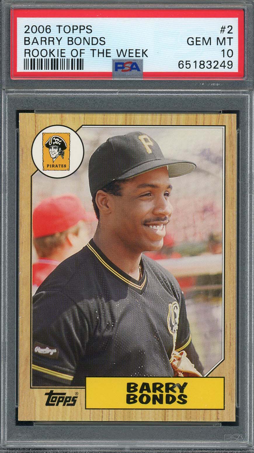 Barry Bonds 2006 Topps Rookie of the Week Baseball Card #2 Graded PSA 10-Powers Sports Memorabilia