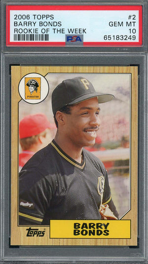 Barry Bonds 2006 Topps Rookie of the Week Baseball Card #2 Graded PSA 10-Powers Sports Memorabilia