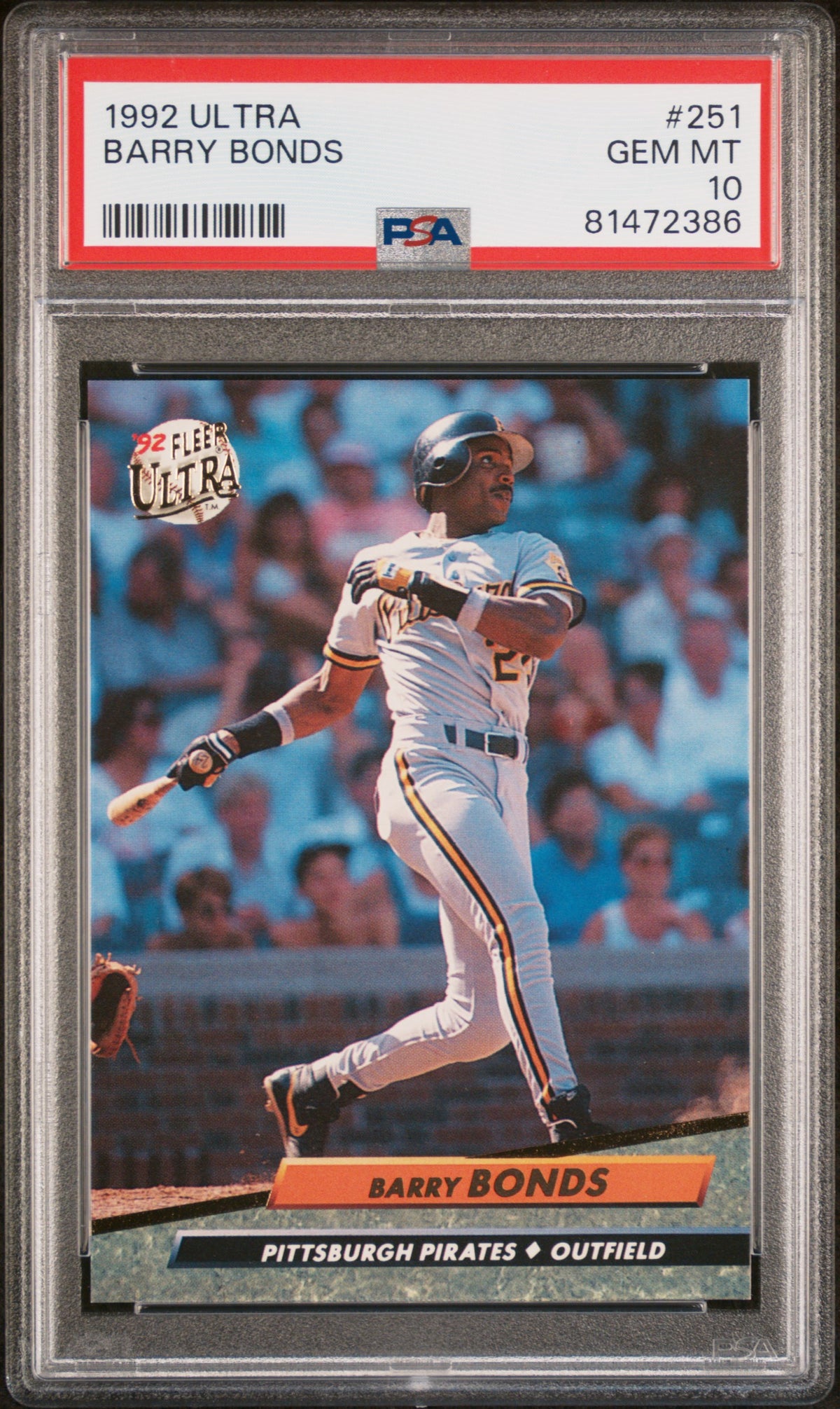 Barry Bonds 1992 Fleer Ultra Baseball Card #251 Graded PSA 10-Powers Sports Memorabilia