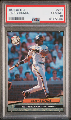 Barry Bonds 1992 Fleer Ultra Baseball Card #251 Graded PSA 10-Powers Sports Memorabilia