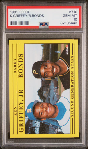 Barry Bonds Ken Griffey Jr 1991 Fleer Baseball Card #710 Graded PSA 10-Powers Sports Memorabilia