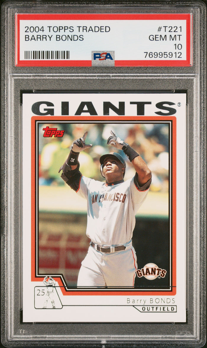 Barry Bonds 2004 Topps Traded Baseball Card #T221 Graded PSA 10-Powers Sports Memorabilia