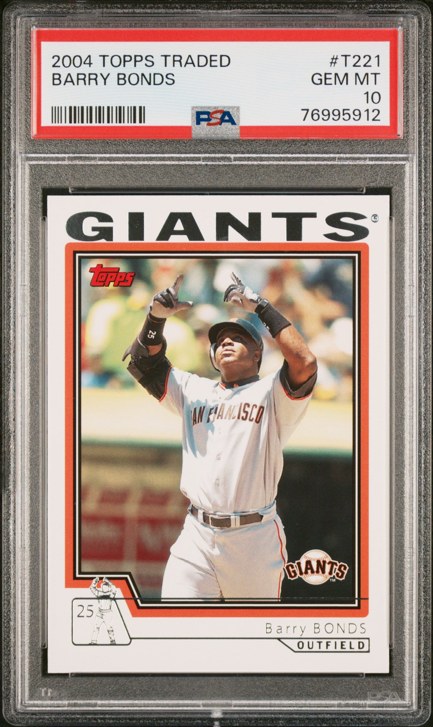 Barry Bonds 2004 Topps Traded Baseball Card #T221 Graded PSA 10-Powers Sports Memorabilia