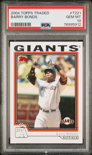 Barry Bonds 2004 Topps Traded Baseball Card #T221 Graded PSA 10-Powers Sports Memorabilia