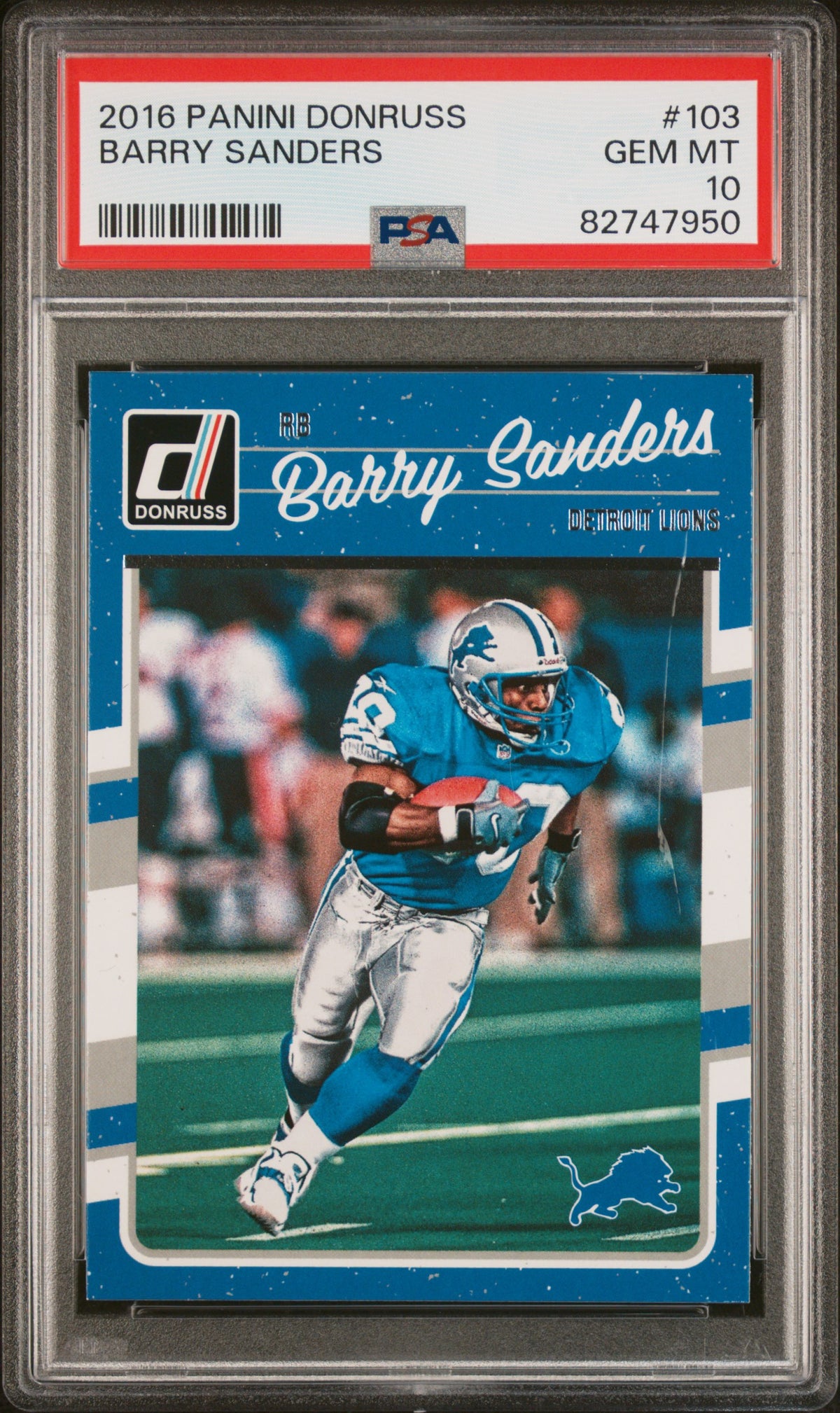 Barry Sanders 2016 Panini Donruss Football Card #103 Graded PSA 10-Powers Sports Memorabilia