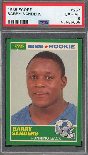 Barry Sanders 1989 Score Football Rookie Card RC #257 Graded PSA 6-Powers Sports Memorabilia