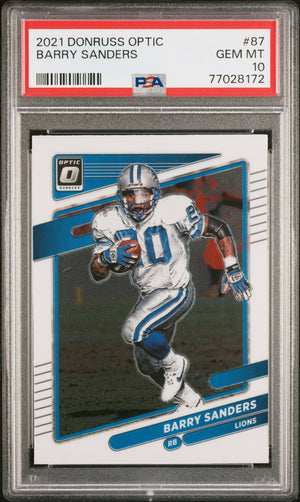 Barry Sanders 2021 Panini Donruss Optic Football Card #87 Graded PSA 10-Powers Sports Memorabilia