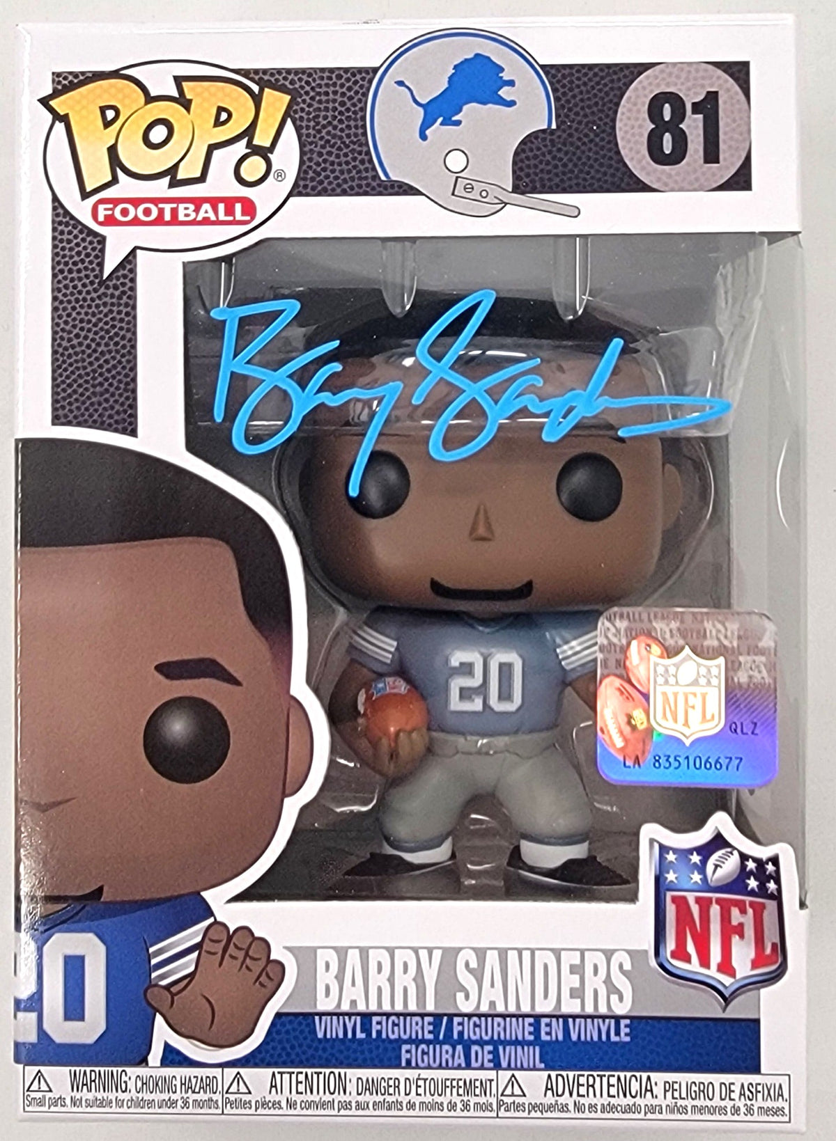 Barry Sanders Signed Detroit Lions Funko Pop - Beckett-Powers Sports Memorabilia