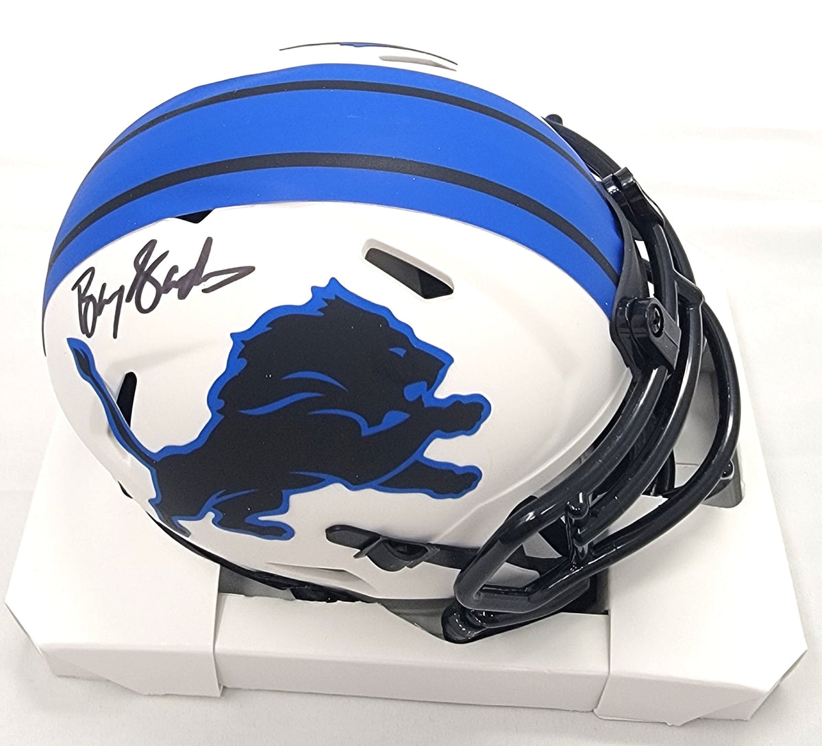 Barry Sanders Signed Detroit Lions Lunar Eclipse Mini Helmet - Beckett-Powers Sports Memorabilia