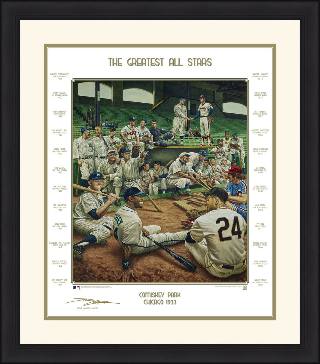 MLB Baseball's Greatest All-Stars Exclusive Dream Scene Framed Lithograph Artwork Print-Powers Sports Memorabilia